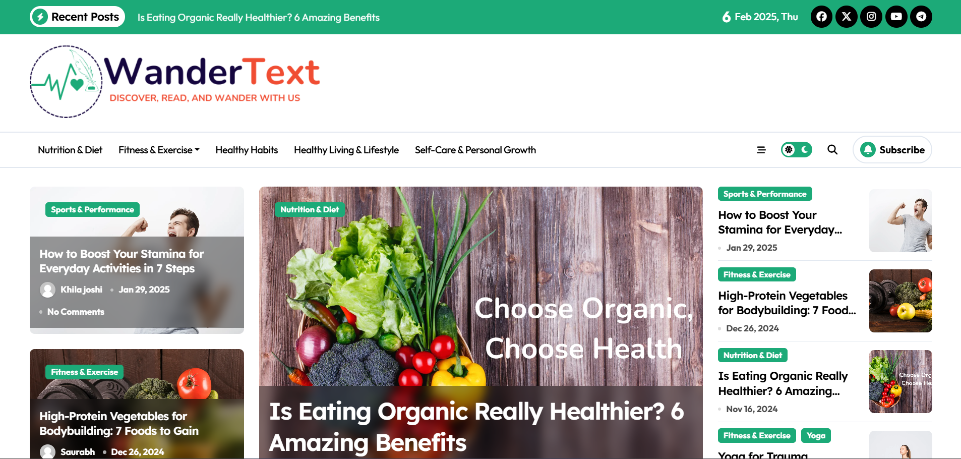 WanderText - Health & Wellness Website